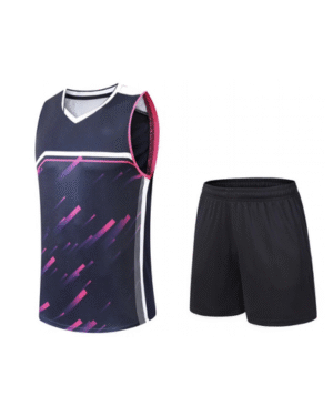 Custom Men’s Basketball Uniform – Sleeveless Jersey & Shorts Set – Black & Purple Gradient Design – OEM/ODM