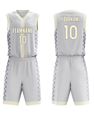 Custom Basketball Jersey Set – Gray Checkered Team Uniform with Personalization