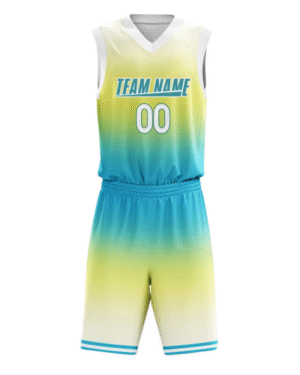Custom Basketball Jersey Set – Ombre Blue Yellow Gradient Team Uniform