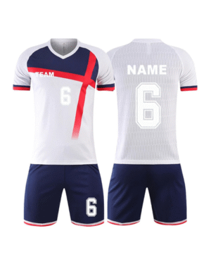 Custom Soccer Jersey Set – White Navy Red Team Uniform