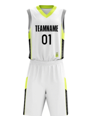Custom Basketball Jersey Set – White with Neon Yellow Accents
