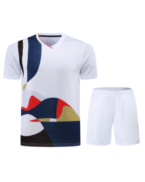 Custom Soccer Jersey Set – White with Abstract Multicolor Design