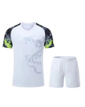Unisex Soccer Jersey & Shorts Set – White Dragon Design – Quick-Dry & Breathable Fabric