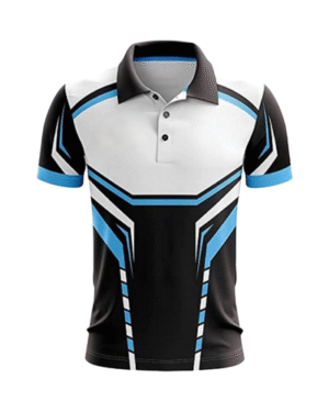 Custom Polo Sports Shirt – Black White Blue Design