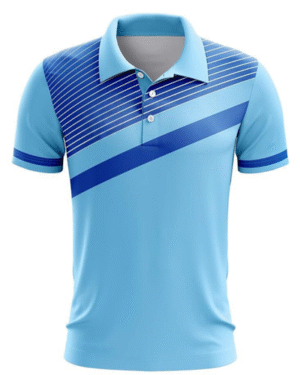 Custom Sports Polo Shirt – Light Blue with Striped Design
