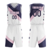 Custom Basketball Uniform – White, Navy & Pink Design
