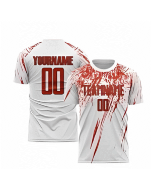 Custom Sublimation Jersey – White & Red Splash Design