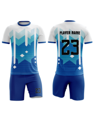 Unisex Soccer Jersey & Shorts Set – Blue Gradient Geometric Design – Custom Team Kit