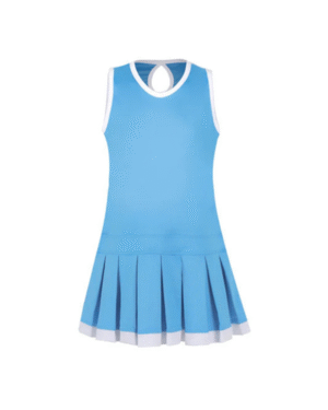 Women’s Blue Pleated Tennis Dress with Sleeveless Design – Athletic Golf & Activewear Outfit