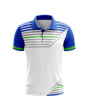 Custom Polo Jersey – White with Blue & Green Accents