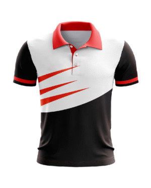 Unisex Custom Polo Shirt – Red, White & Black Sportswear – Breathable Teamwear
