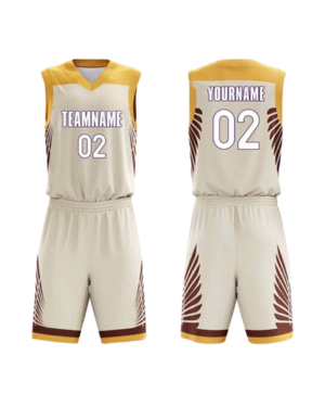 Custom Sleeveless Jersey Set – Beige & Gold with Wing Graphic