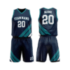 Custom Sleeveless Jersey Set – Navy Blue with Teal & White Stripes