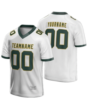 Custom White Jersey with Green & Gold Trim – Teamwear Edition