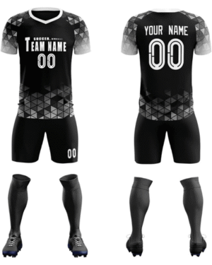 Custom Black Geometric Soccer Uniform – Full Team Kit