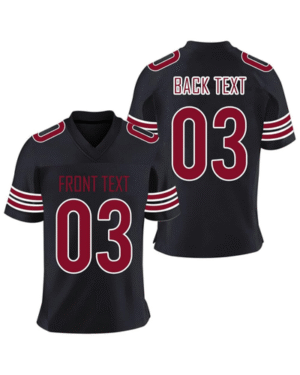 Custom Black Football Jersey with Striped Sleeves – Personalized Team Uniform