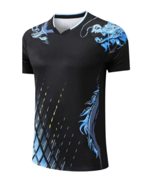 Unisex Custom Dragon Print Jersey – Black & Blue Sports T-Shirt – Breathable Teamwear