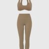 Custom Women’s Cutout Sports Bra & High-Waist Legging Set – OEM/ODM Yoga & Fitness Wear