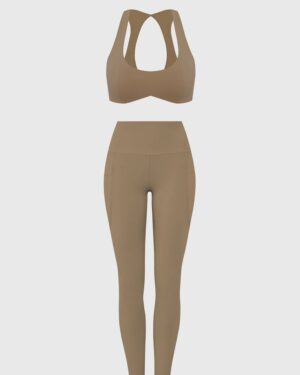 Custom Women’s Cutout Sports Bra & High-Waist Legging Set – OEM/ODM Yoga & Fitness Wear
