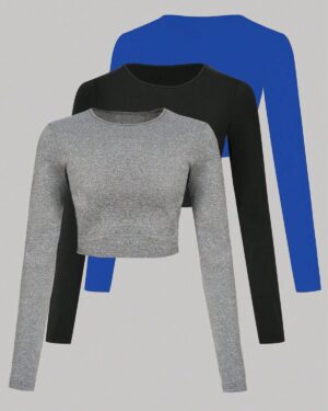 Custom Women’s Round Neck Long Sleeve Crop Top – OEM/ODM Activewear Supplier