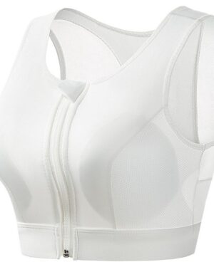Women’s Front Zipper Sports Bra – High Support Seamless Activewear for Gym, Yoga & Running