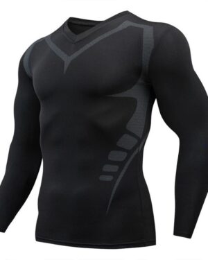 Custom Men’s Long Sleeve V-Neck Fitted Training Top – OEM/ODM Activewear Manufacturer