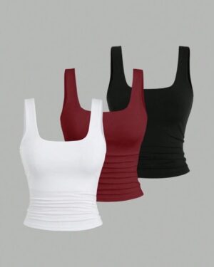 Custom Women’s Square Neck Tank Top – Wide Strap, Mid-Length OEM/ODM