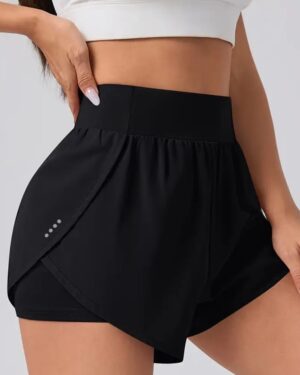 Custom Women’s 2-in-1 Black Sports Shorts – OEM/ODM Activewear Manufacturer