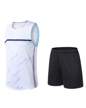 Custom Basketball Jersey Set – White and Black with Minimal Blue Accents
